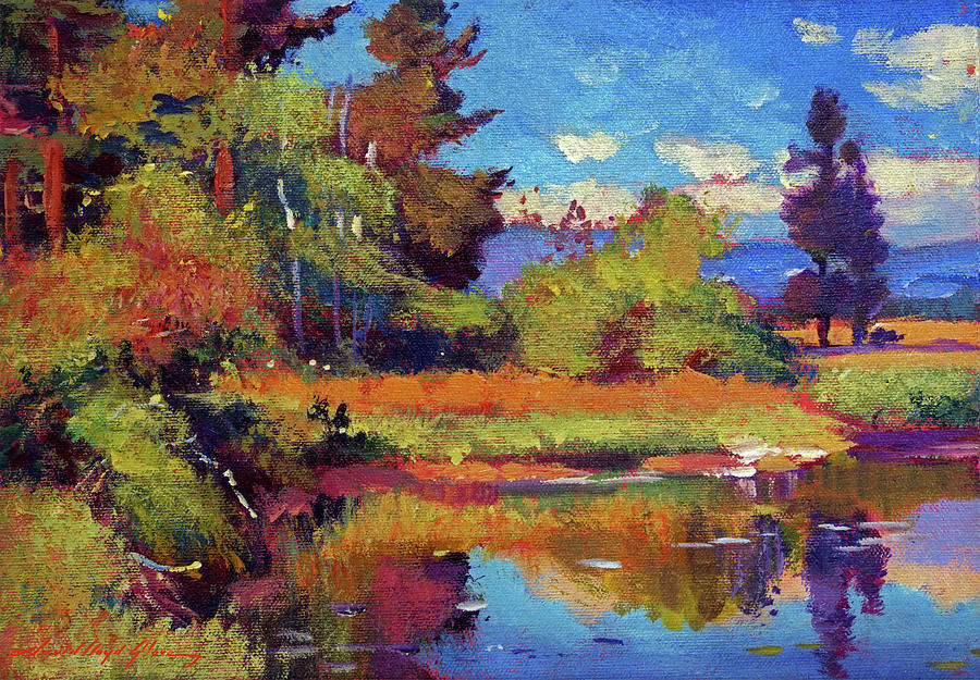 Pastoral Pond  Painting by David Lloyd Glover