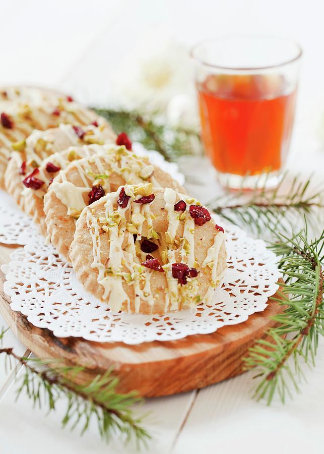 Pastries With White Chocolate, Cranberries And Pistachios Photograph by Jane Saunders