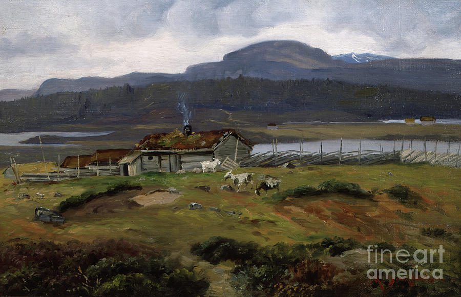 Pasture With Goats Painting by Andreas Singdahlsen