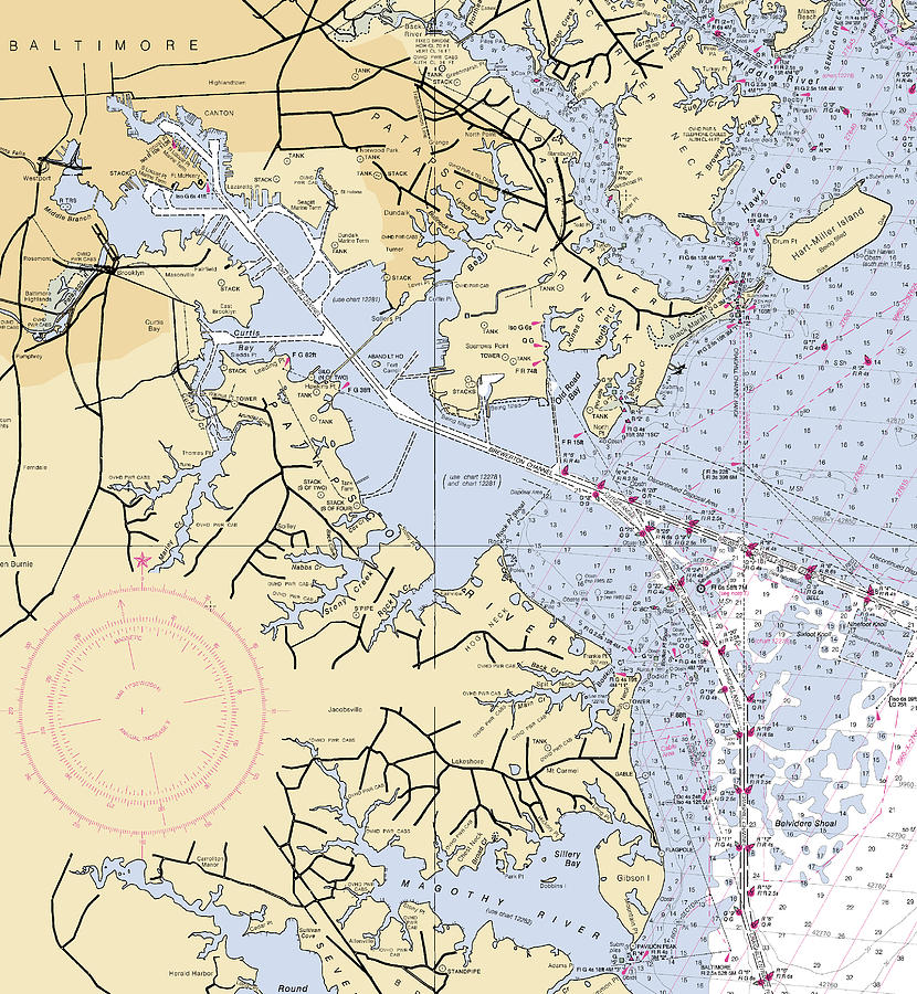 Patapsco Rivermaryland Nautical Chart Mixed Media by Sea Koast Fine