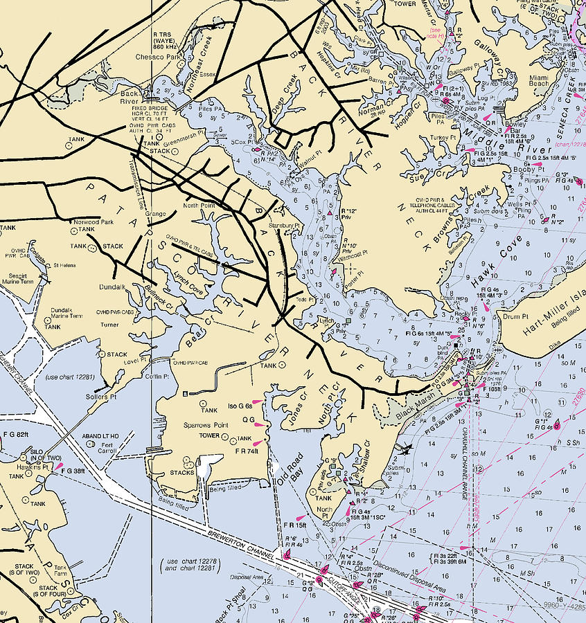 patapsco-river-neck-maryland-nautical-chart-mixed-media-by-sea-koast-pixels