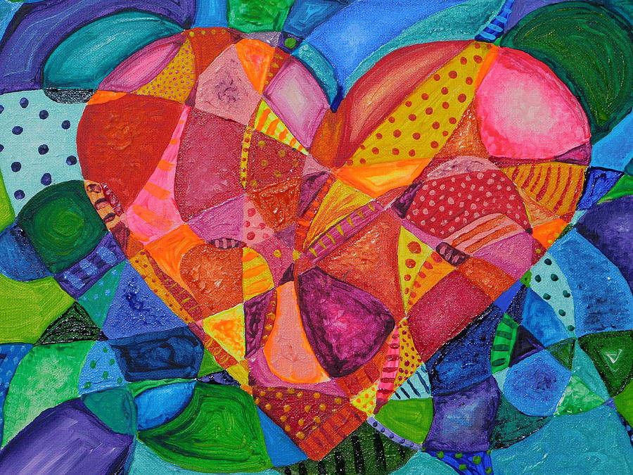 Patchwork Heart Painting by Denise Baker - Fine Art America