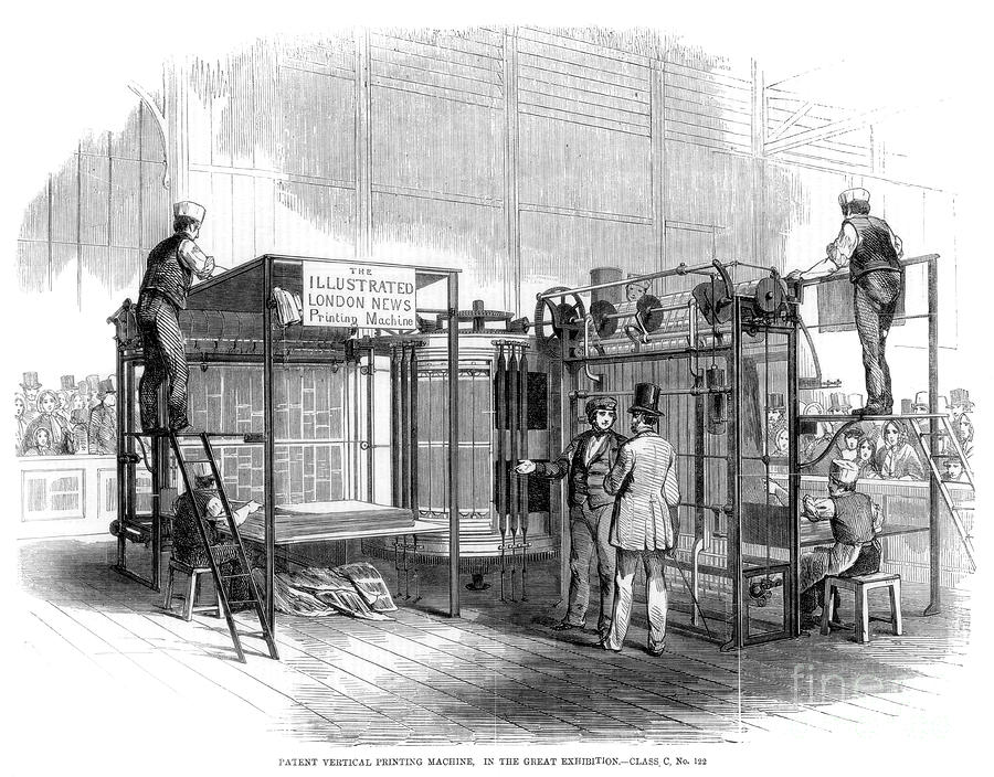 Patent Vertical Printing Machine, Great Drawing by Print Collector