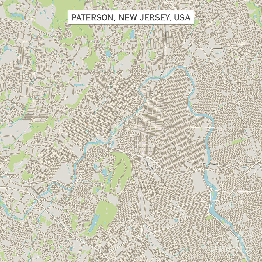 Paterson New Jersey US City Street Map Digital Art by Frank Ramspott ...