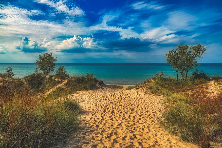 Lake Michigan Photograph - Path In The Sand Dunes To Lake Michigan by Mountain Dreams