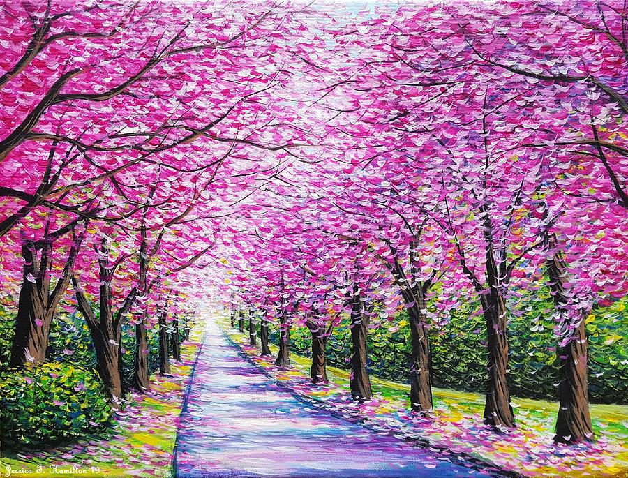 Path Of Cherry Blossoms Painting