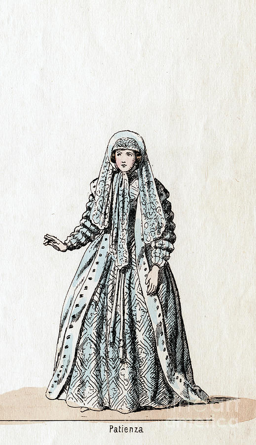 Engraving Drawing - Patience, Costume Design by Print Collector