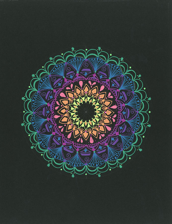 Abstract Digital Art - Patience Glow Mandala by Nicky Kumar