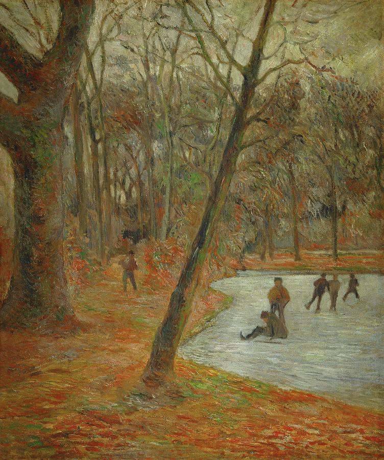 Patineurs dans le parc de Frederiksberg, 1884 Sklaters in the park in Frederiksberg. Painting by Eugene Henri Paul Gauguin -1848-1903-