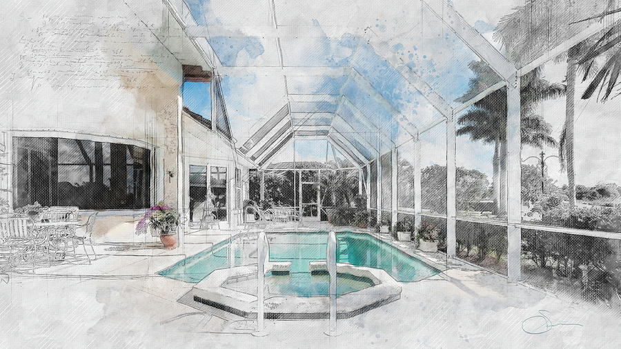 Patio pool Digital Art by Rob Smiths