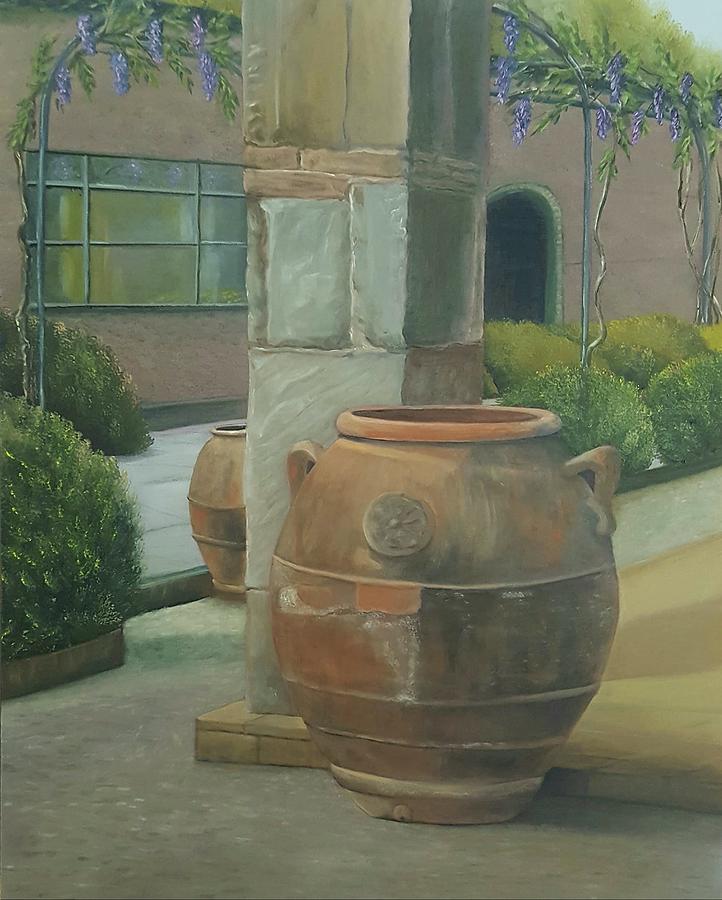 Patio Pots Painting by Connie Rish