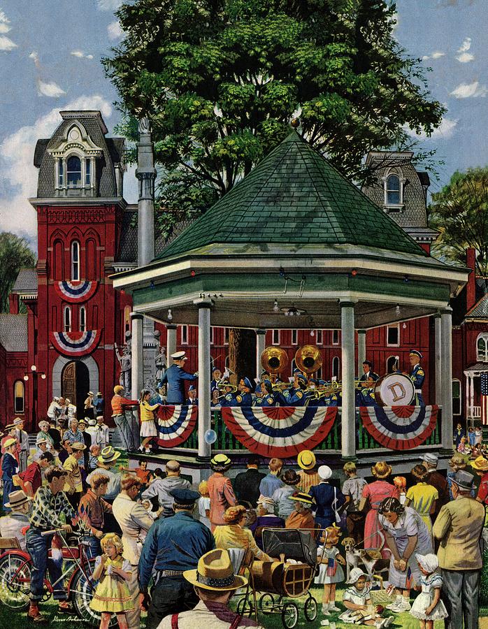 Fourth Of July Drawing - Patriotic Band Concert by Stevan Dohanos