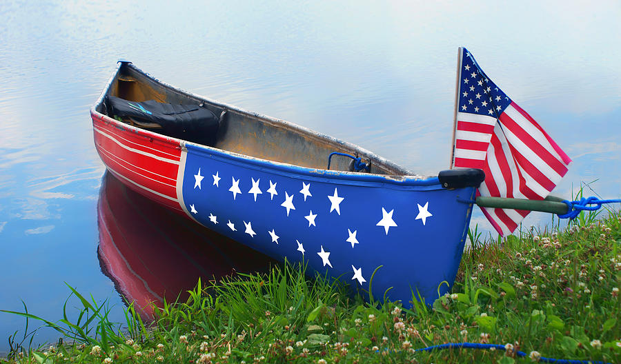 Patriotic Canoe - 3 - 4th of July Photograph by Nikolyn McDonald