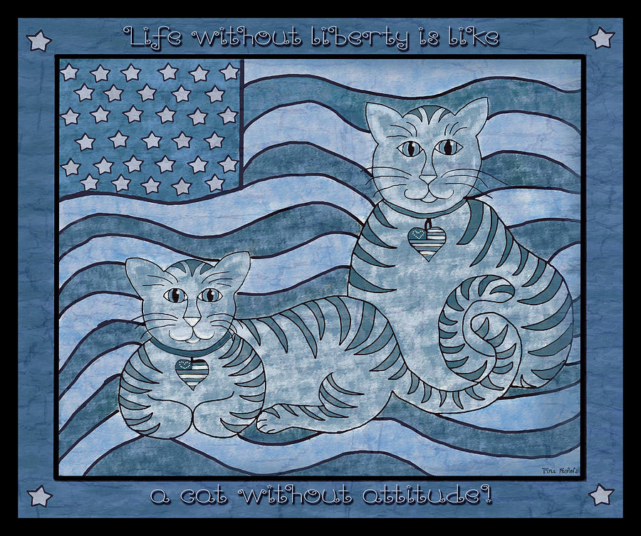 Cat Painting - Patriotic Cats by Tina Nichols
