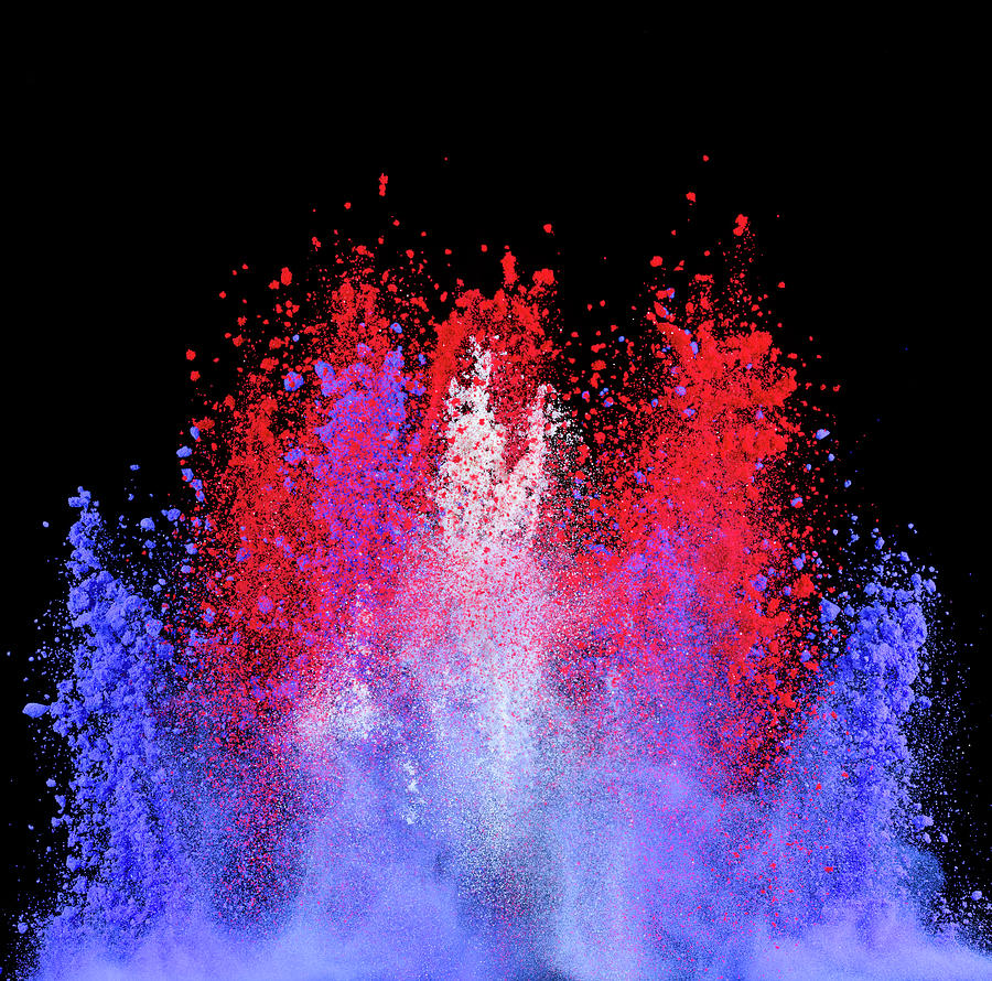 Patriotic Explosion Of Colored Powder Photograph by Don Farrall