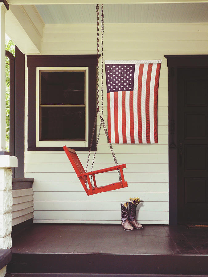 Patriotic Photograph - Patriotic Porch by Gail Peck