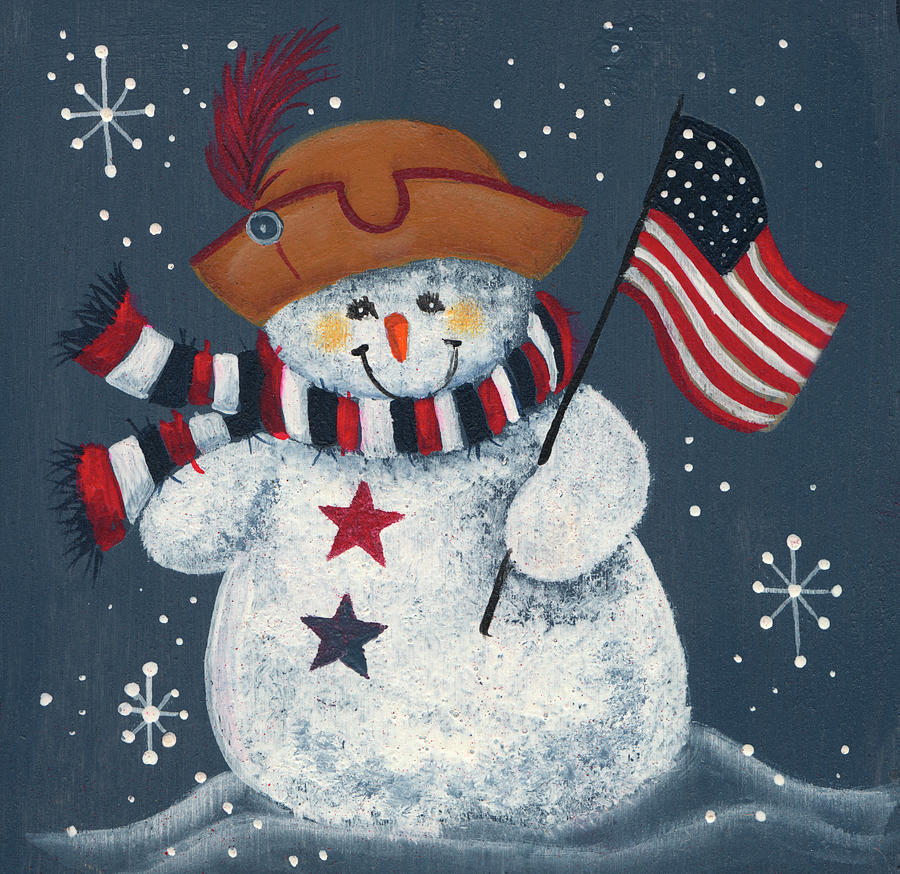 Patriotic Snowman Painting by Beverly Johnston - Fine Art America