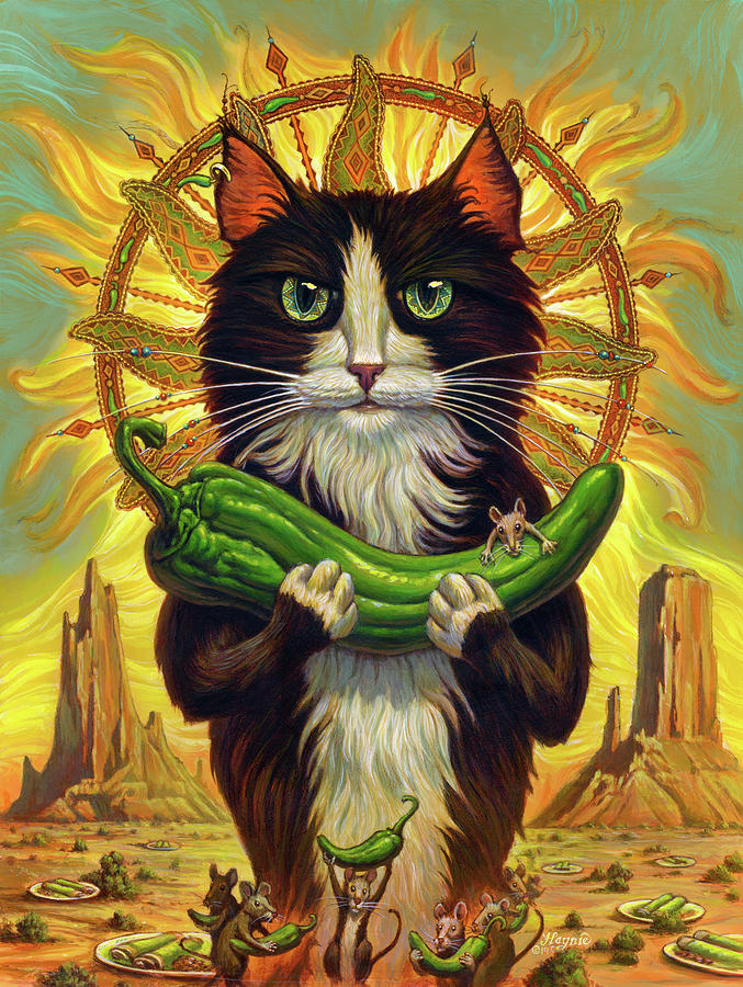 Cat Painting - Patron Saint of Green by Jeff Haynie