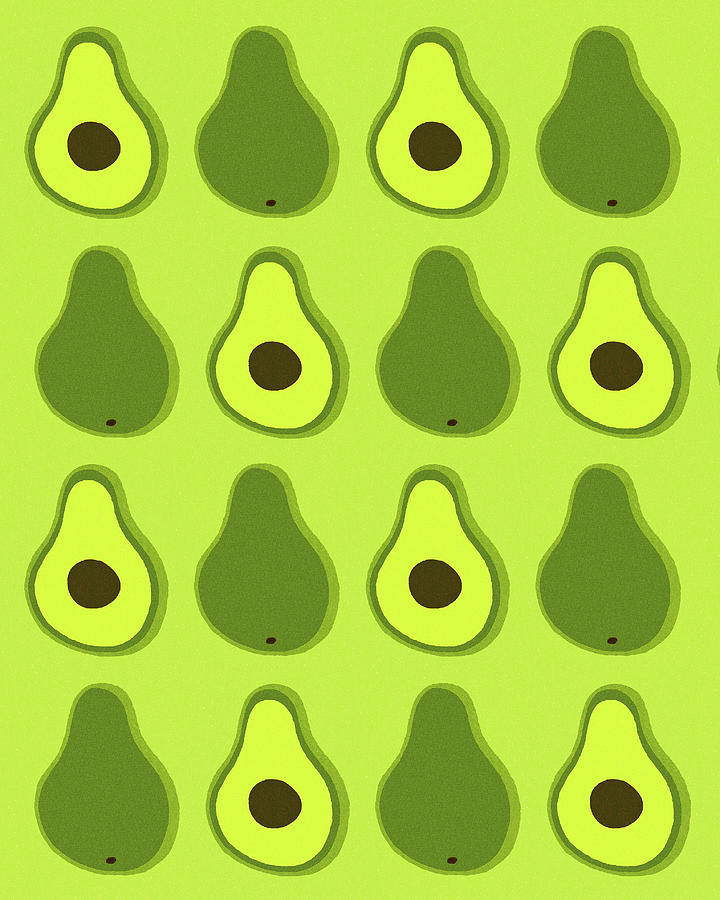 Vintage Drawing - Pattern of Avocados by CSA Images