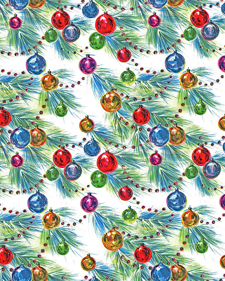 Christmas Drawing - Pattern of Christmas Tree Bulbs by CSA Images