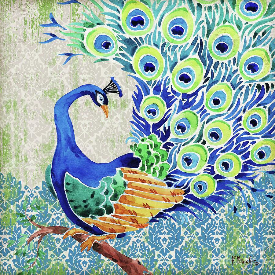Peacock Painting - Patterned Peacock II by Paul Brent