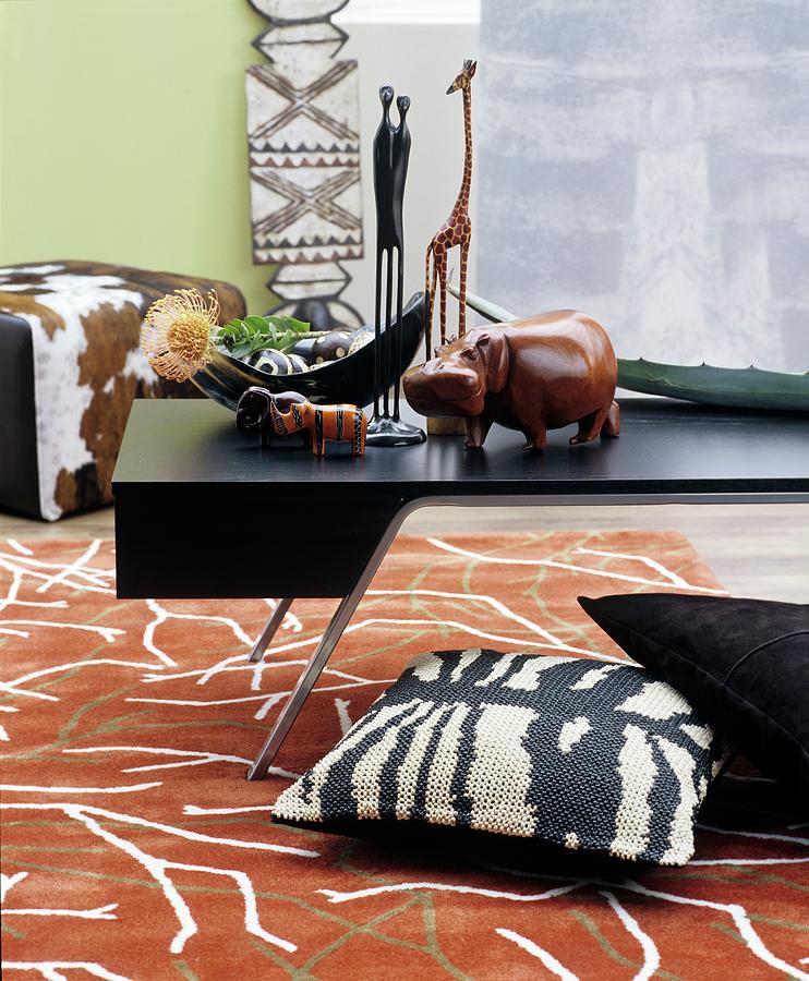 Patterned Rug In Living Room Decorated In African Style Photograph by Matteo Manduzio