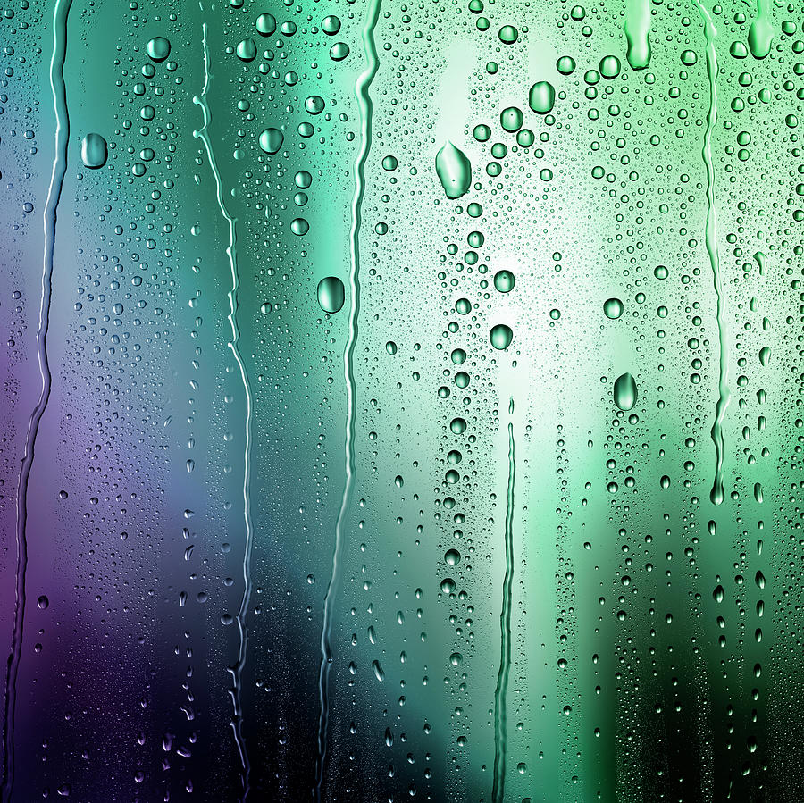 Patterns Of Condensation On A Coloured Photograph by Anthony Bradshaw