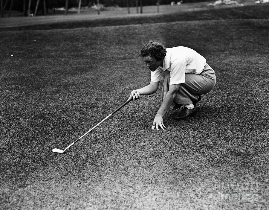 Patty Berg Measuring Golf Shot Photograph by Bettmann