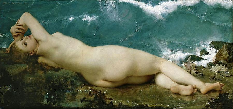 Paul Baudry / The Pearl and the Wave, 1862, French School. Painting by Paul Baudry -1828-1886-
