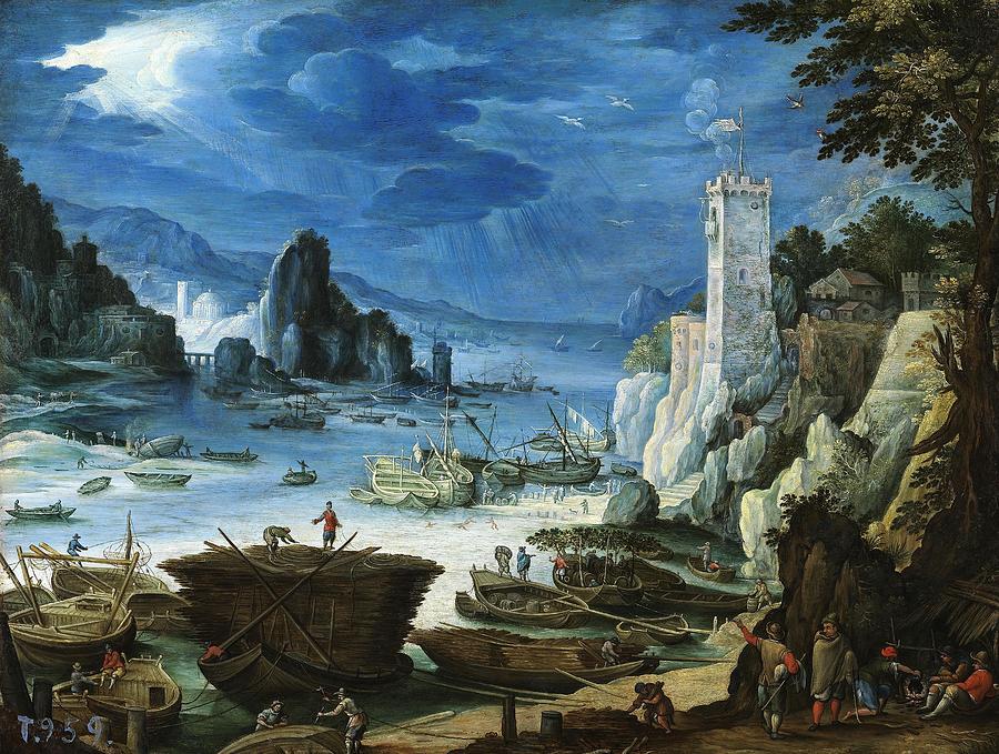 Forfærdeligt guiden Relaterede Paul Bril / 'Puerto con castillo', ca. 1601, Flemish School, Copper, 24 cm  x 35 cm, P04003. Painting by Paul Bril -1554-1626- - Fine Art America