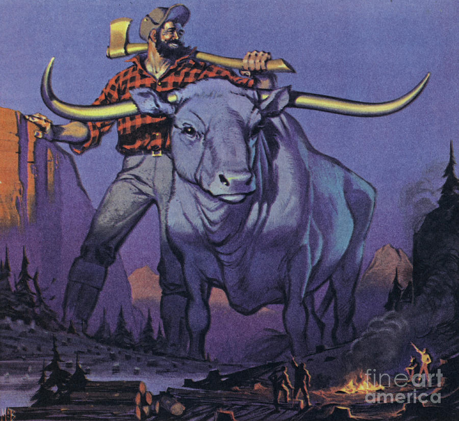Paul Bunyan and Babe  Painting by Angus McBride