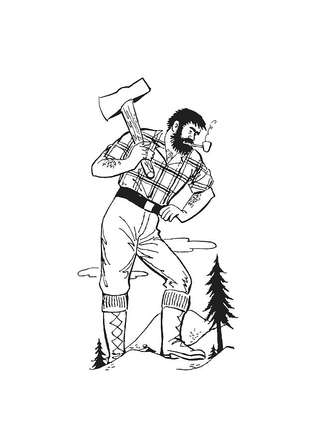 Paul Bunyan In The Forest With An Axe Drawing By Csa Images Fine Art America 