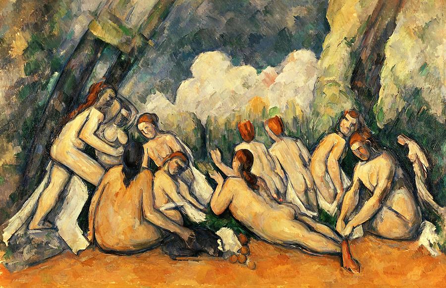 Paul Cezanne / Bathers, 1900-1906, Oil on canvas, 127.2 x 196.1 cm, NG 6359. Painting by Paul Cezanne -1839-1906-