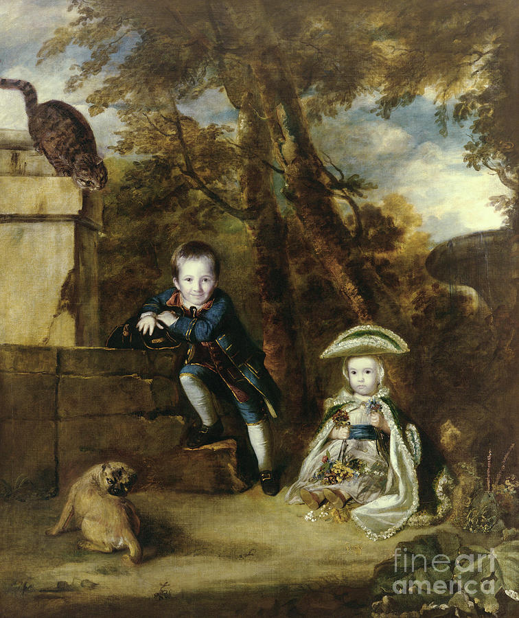 Paul Cobb Methuen And His Sister Christian, Later Lady Boston Painting by Joshua Reynolds