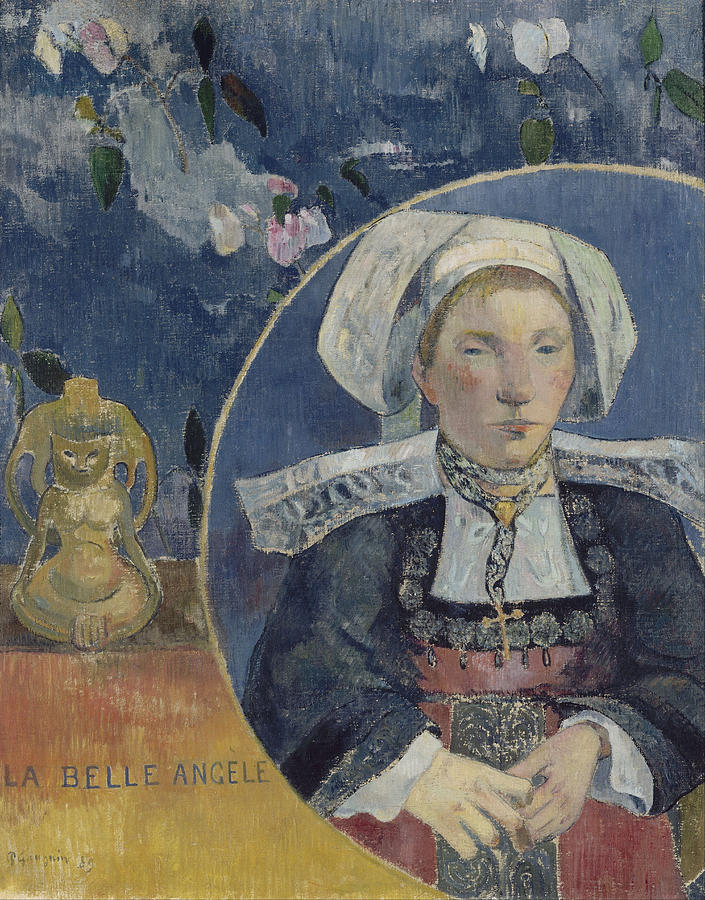 PAUL GAUGUIN La belle Angele / The Beautiful Angele. Date/Period 1889. Painting. Oil on canvas. Painting by Paul Gauguin