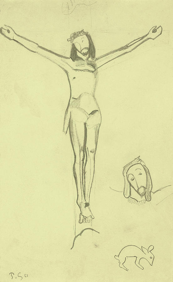 Paul Gauguin -Paris, 1848-Atuona, Marquesas Islands, 1903-. Sketch for The Yellow Christ -s.f-.... Drawing by Eugene Henri Paul Gauguin -1848-1903-