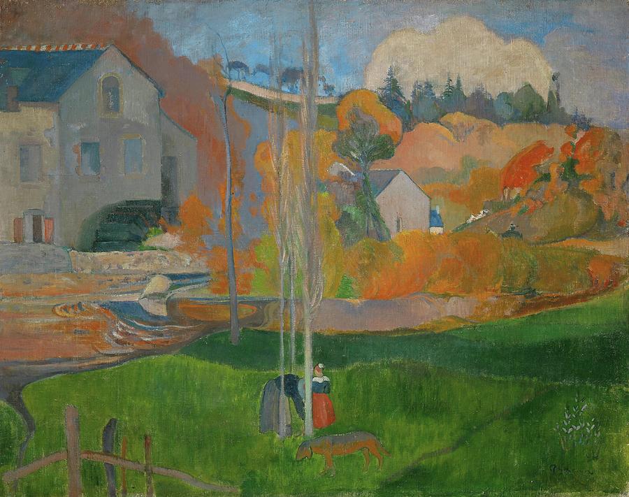 PAUL GAUGUIN Paysage de Bretagne. Le moulin David / Landscape in Brittany. The David Mill, 1894. Painting by Paul Gauguin