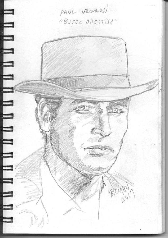 Paul Newman Drawing by Bryan Bustard