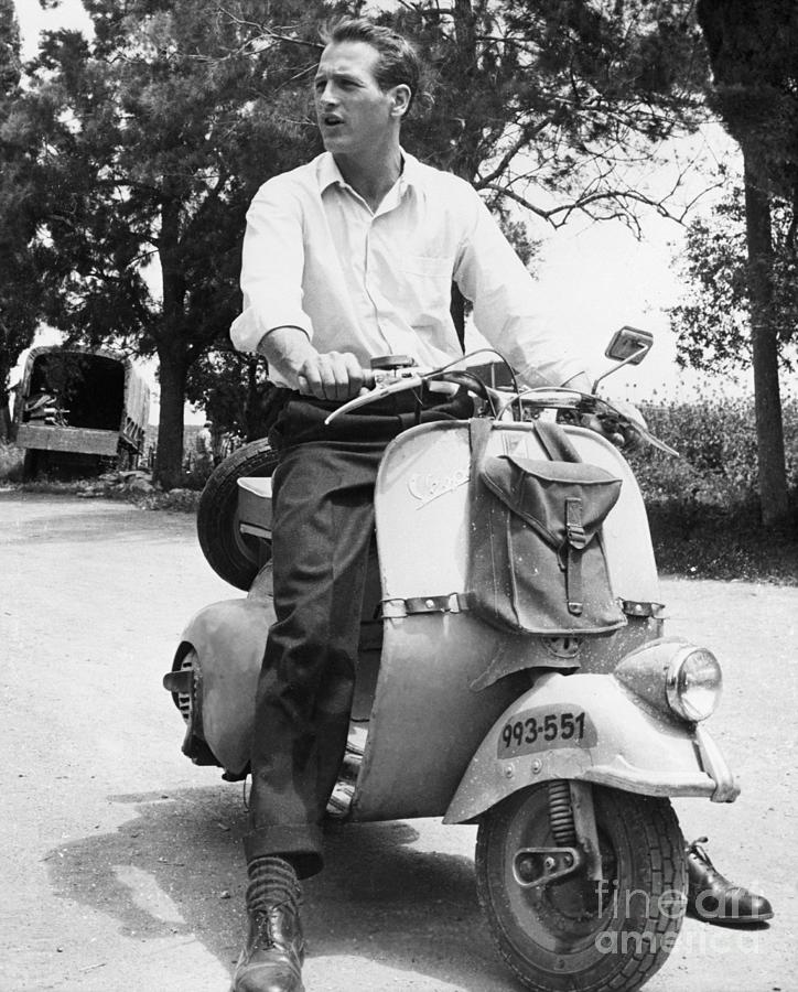 Paul Newman Riding A Motor Scooter Photograph by Bettmann