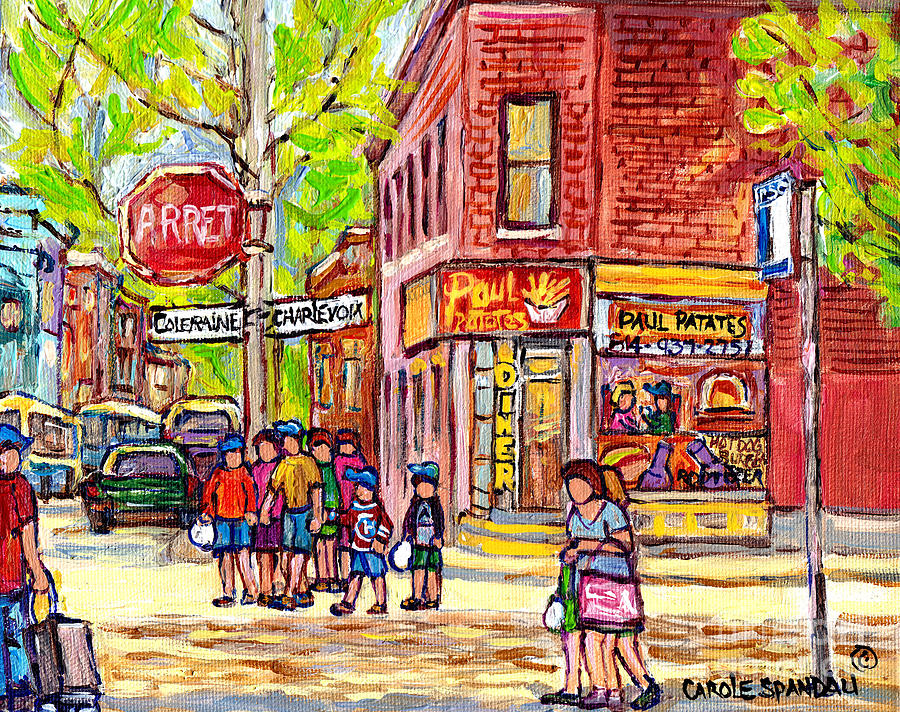 Paul Patate Pointe St Charles Paintings For Sale Montreal Diner Deli Bistro Restaurant Art C Spandau Painting by Carole Spandau