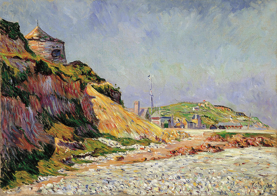 Paul Signac -Paris 1863 -1935-. Port-en-Bessin, The Beach -1884-. Oil on canvas. 46 x 64.5 cm. Painting by Paul Signac -1863-1935-