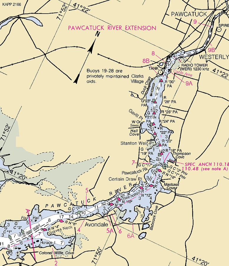 Pawcatuck Riverrhode Island Nautical Chart Mixed Media by Sea Koast