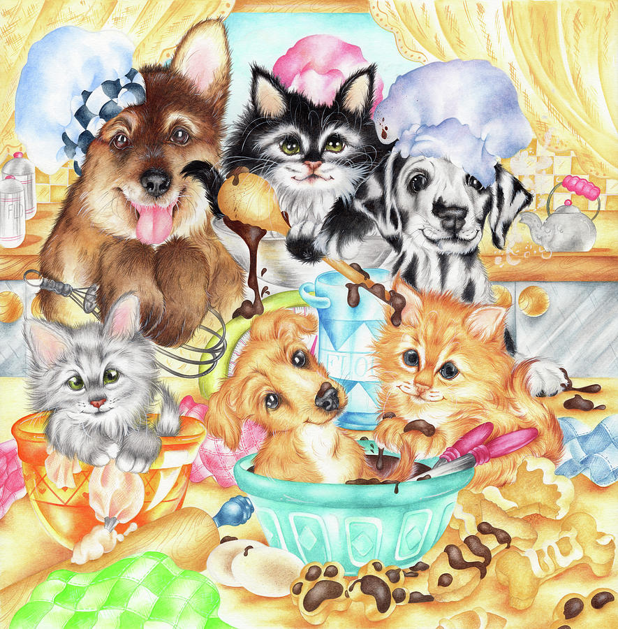 Dog Painting - Pawsome Bakery by Cb Studios