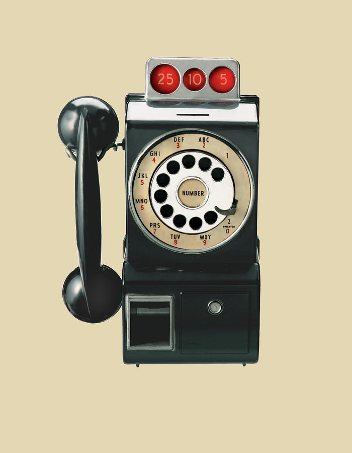 Vintage Drawing - Pay Telephone by CSA Images