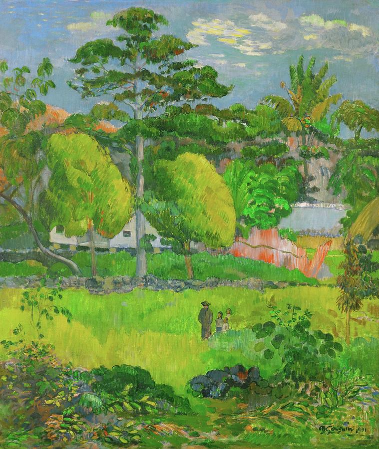 Paysage, 1901 Canvas, 76 x 65 cm RF 1963-107. Painting by Eugene Henri Paul Gauguin -1848-1903- Paysage, 1901 Canvas, 76 x 65 cm RF 1963-107. Painting by Eugene Henri Paul Gauguin -1848-1903-
