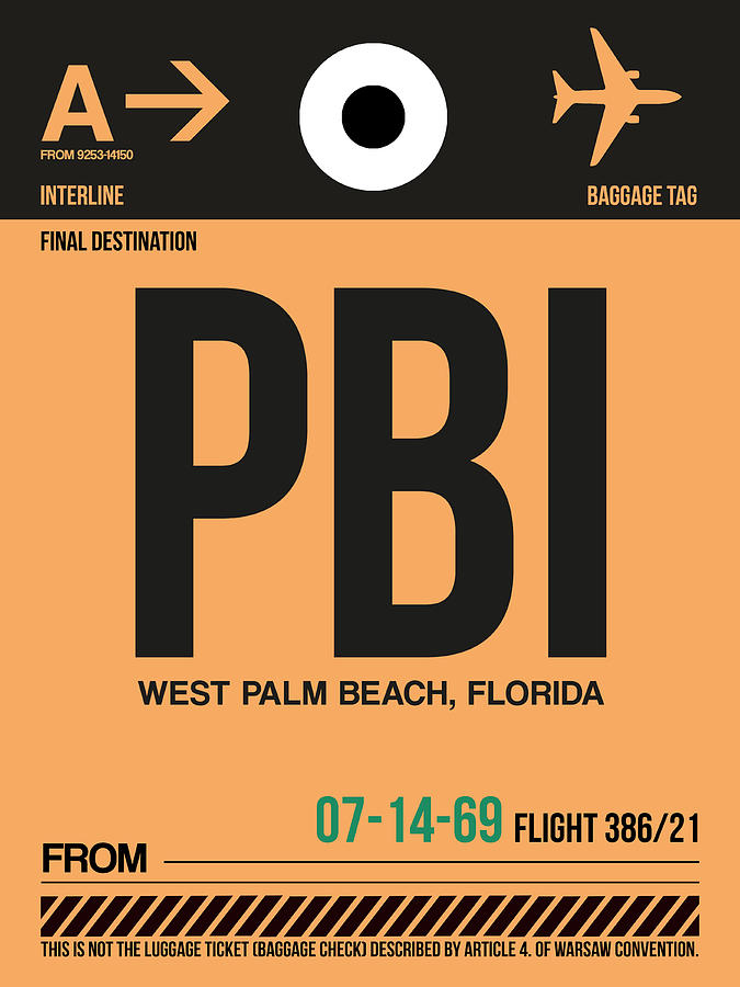 PBI West Palm Beach Luggage Tag I Digital Art by Naxart Studio