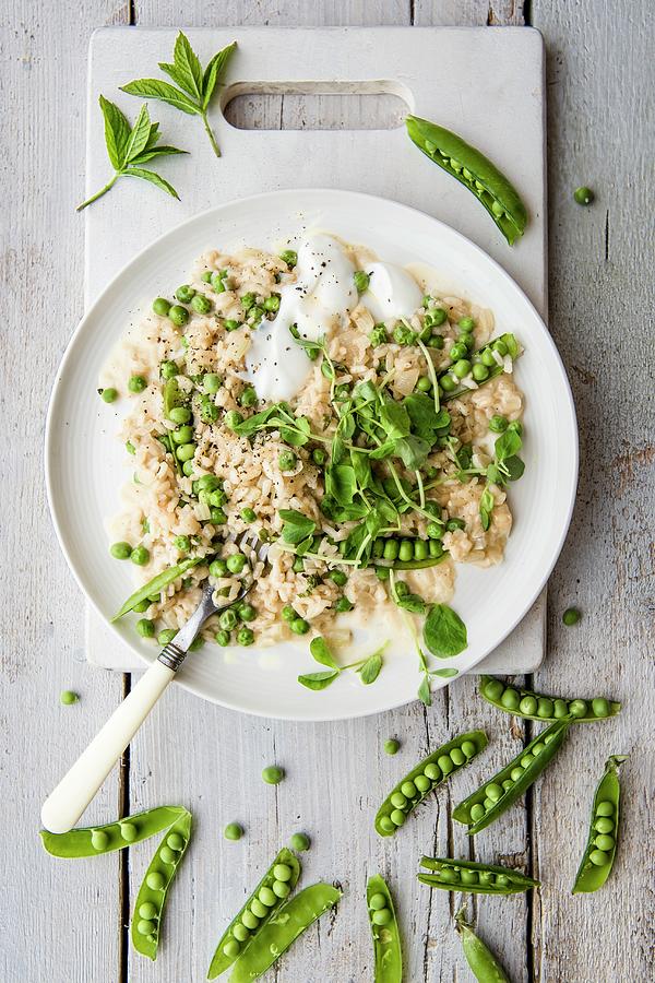 Pea And Mint Risotto seen From Above Photograph by Magdalena Hendey