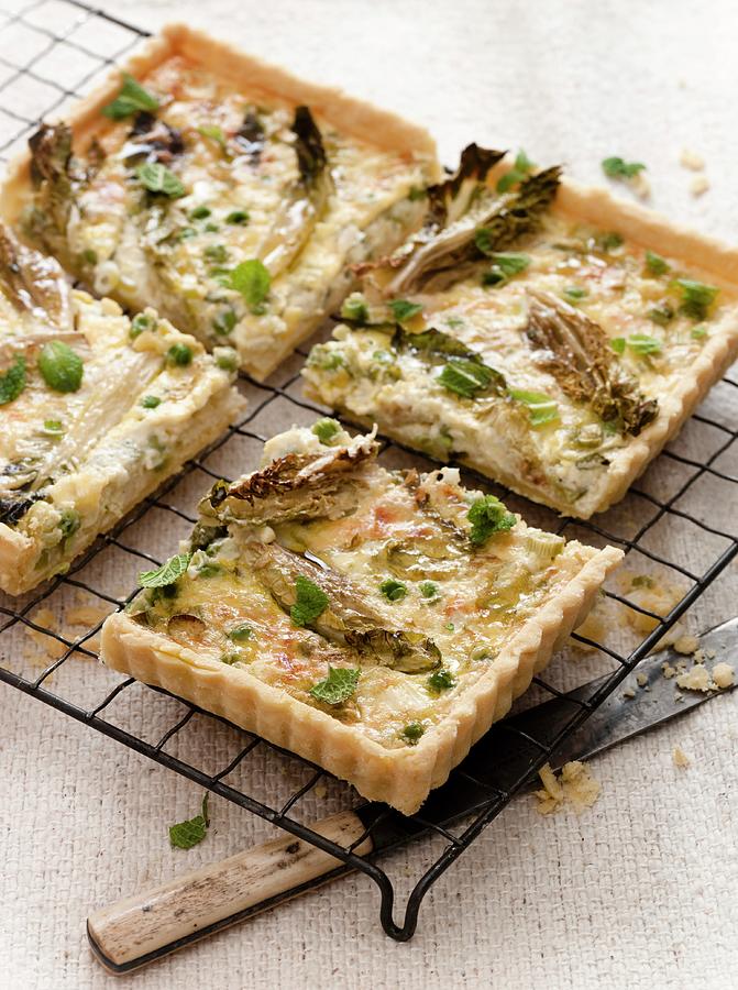 Pea, Little Gem, And Parmesan Tart Photograph by Lingwood, William