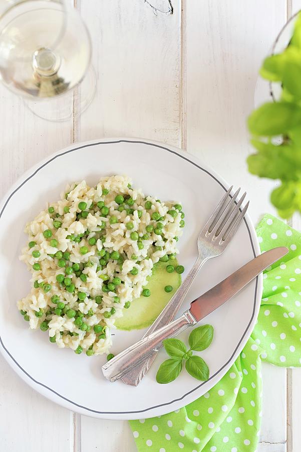Pea Risotto With Fresh Basil Photograph by Sonia Chatelain