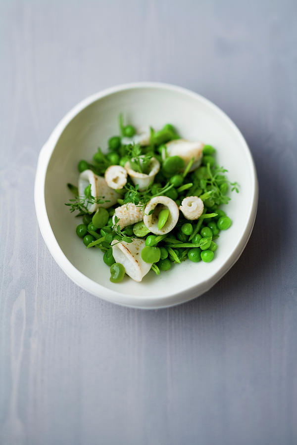 Pea Salad With Squid And Anise Photograph by Michael Wissing